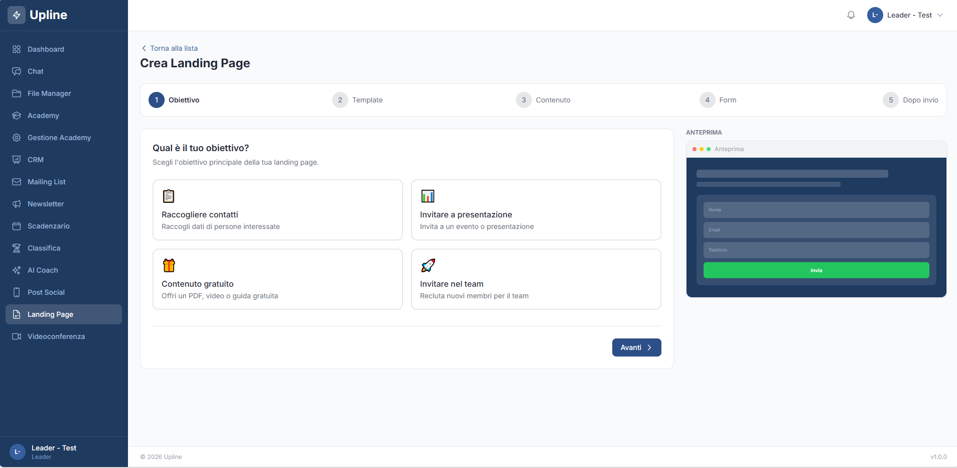 Screenshot Landing Page Builder